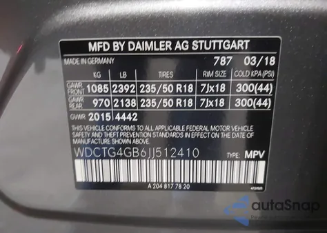 2018 Mercedes-Benz Gla 250 4Matic z USA, uszkodzony, nr VIN WDCTG4GB6JJ512410